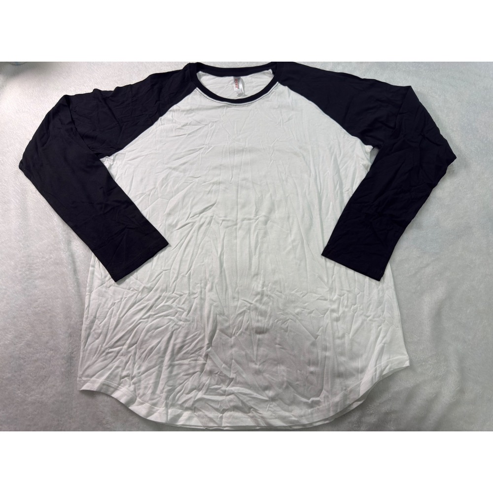 Royal Avalon Mens Baseball Raglan T-Shirt White Black Long Sleeve Cotton L